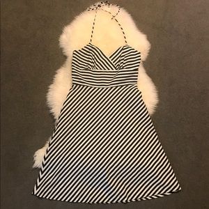 White House Black Market Halter Striped Dress Sz 6
